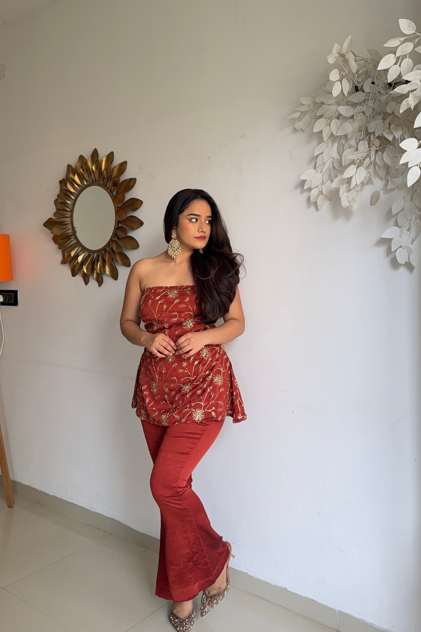 Rust Drama Crush Silk Set