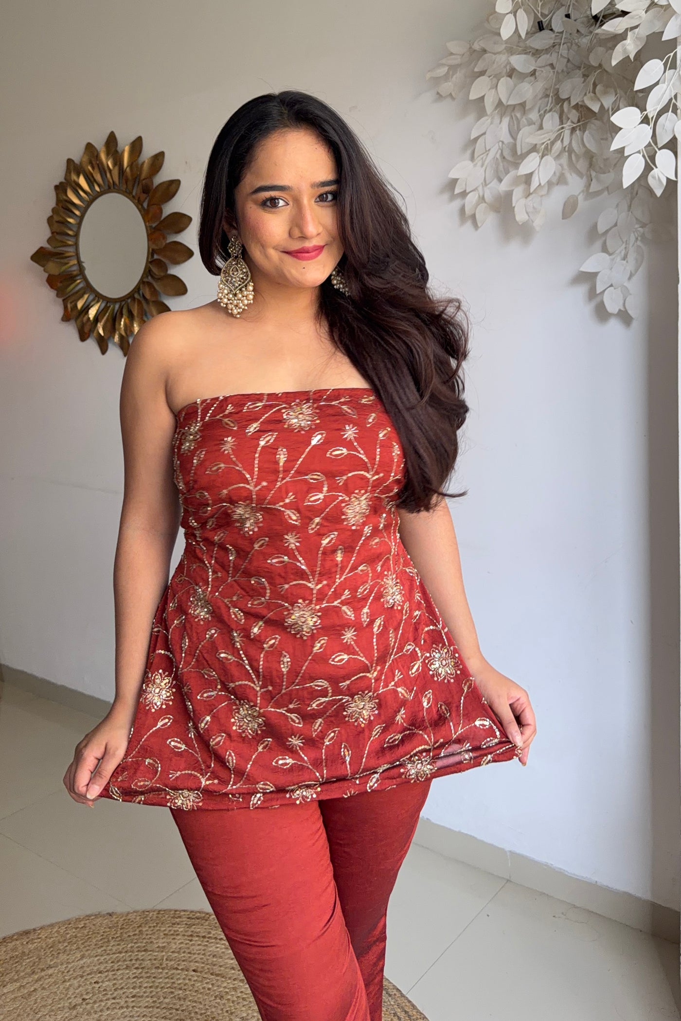 Rust Drama Crush Silk Set