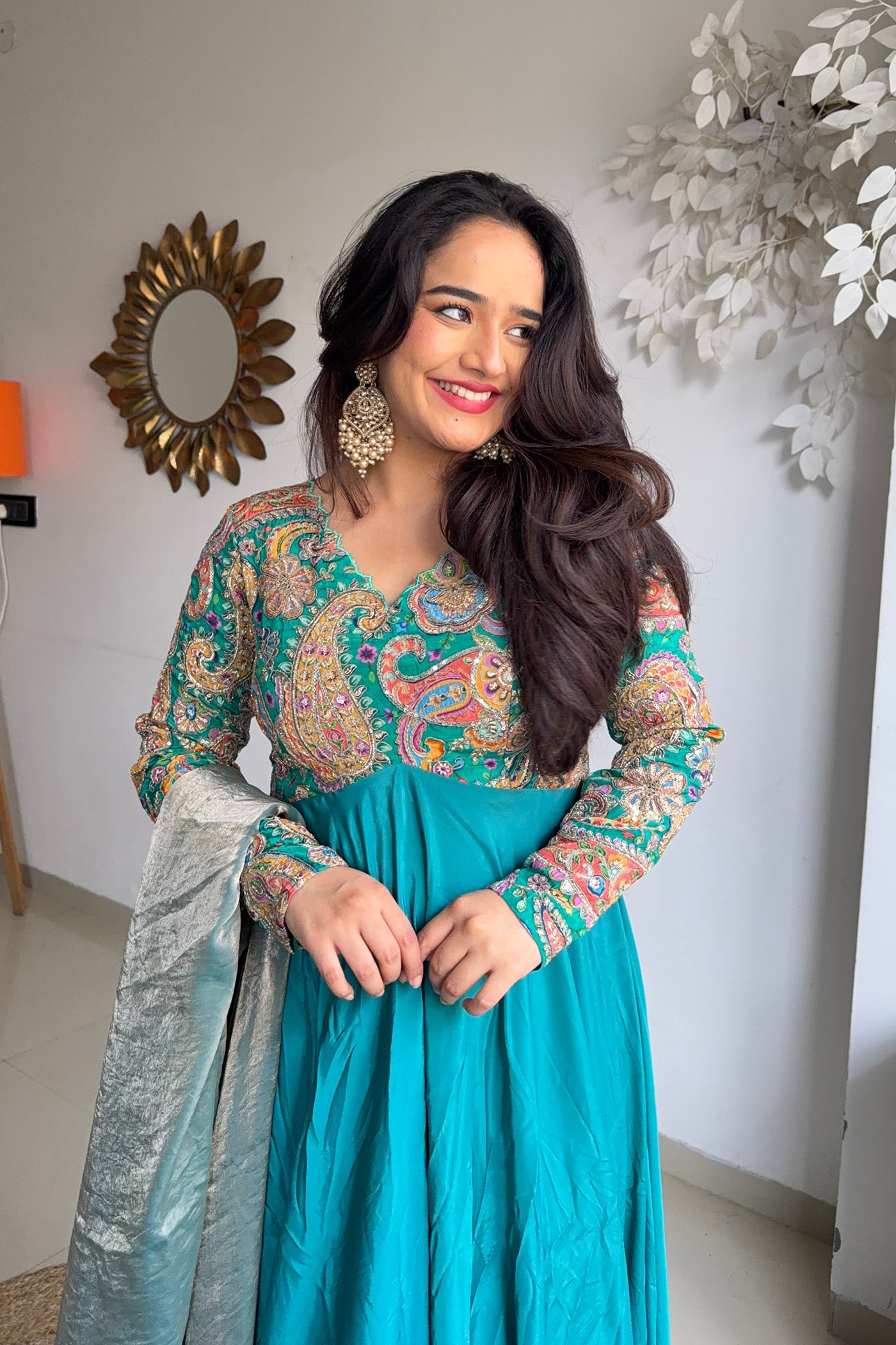 Mehendi Rang Anarkali Set
