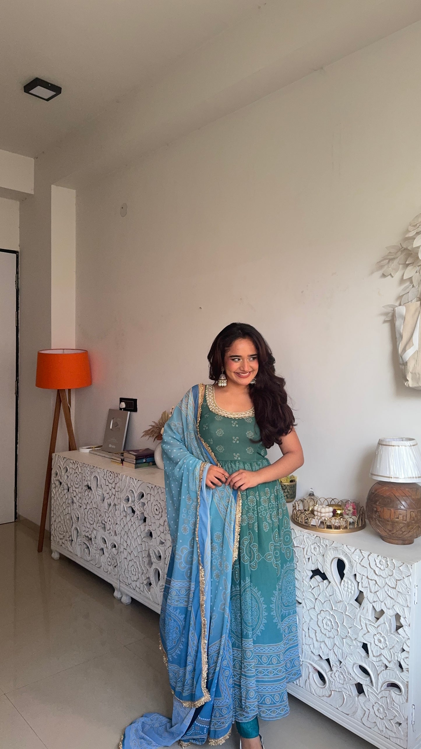 Neelaya Green Printed Anarkali Set