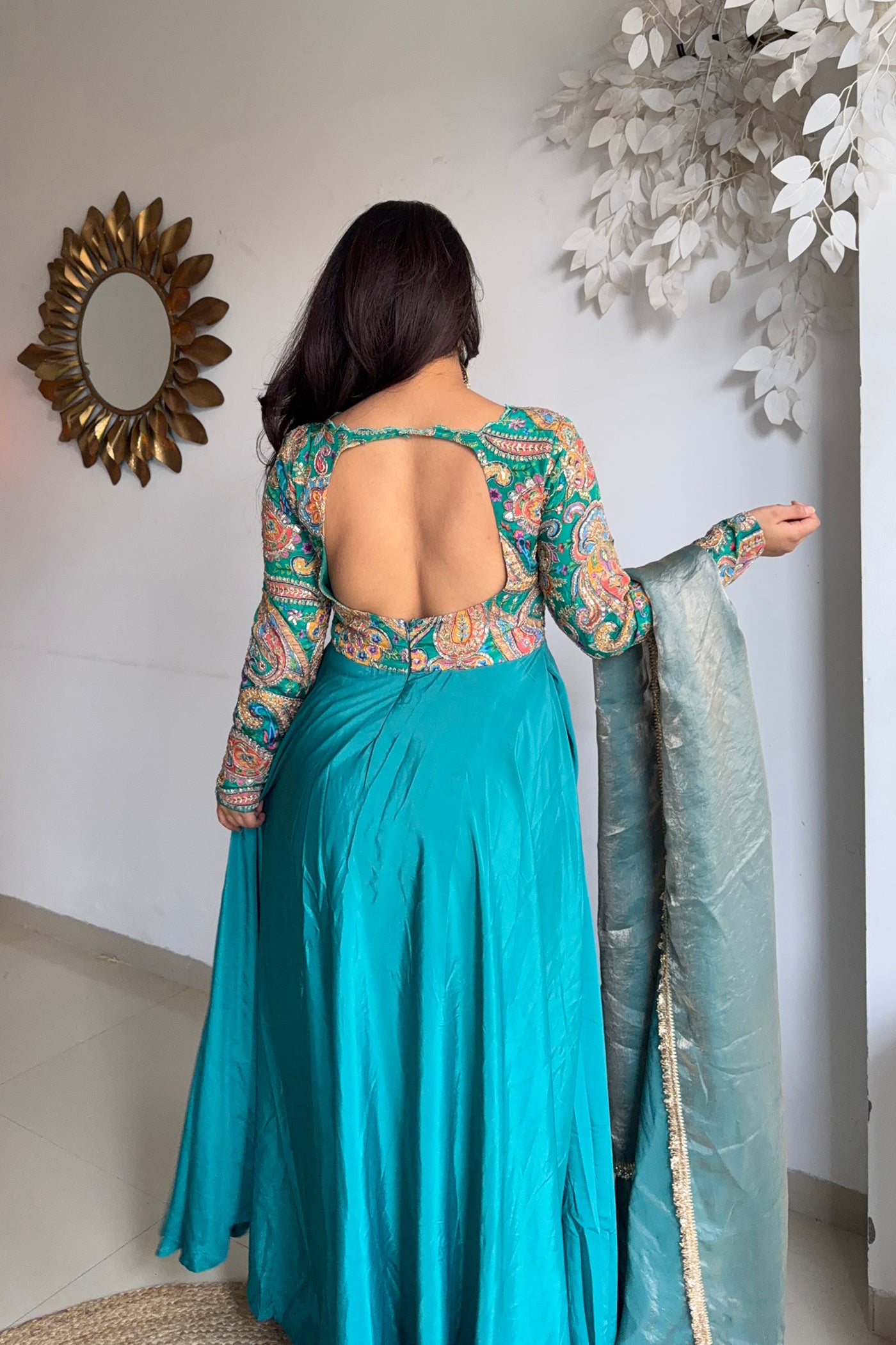 Mehendi Rang Anarkali Set