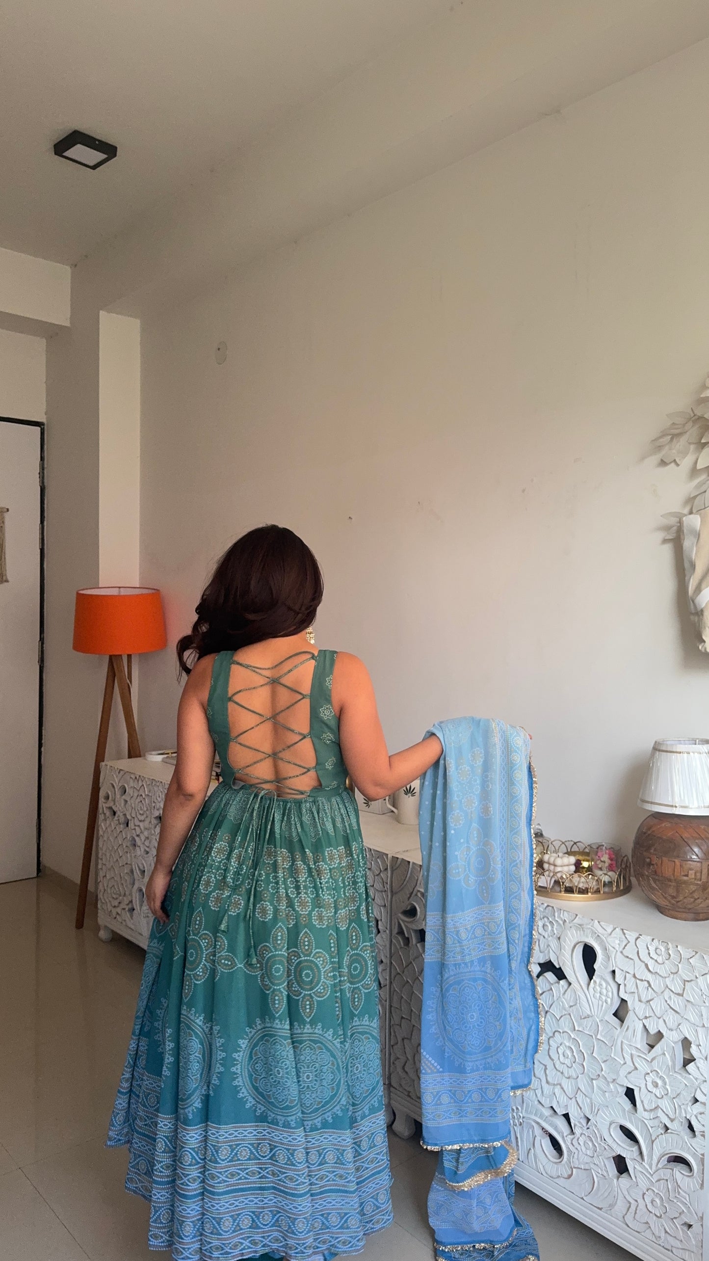 Neelaya Green Printed Anarkali Set