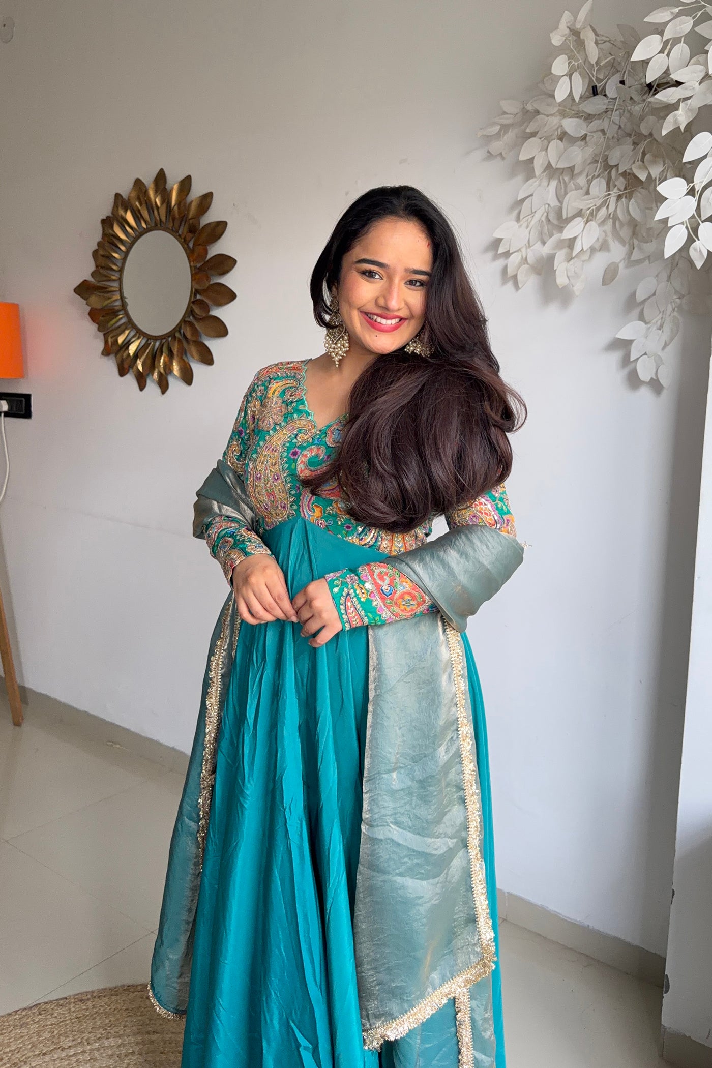 Mehendi Rang Anarkali Set