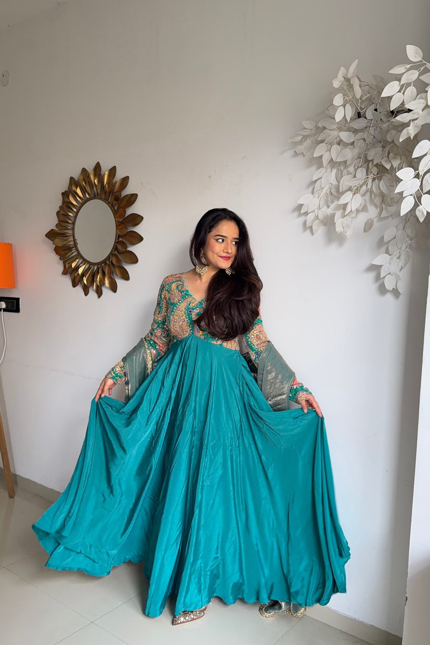 Mehendi Rang Anarkali Set