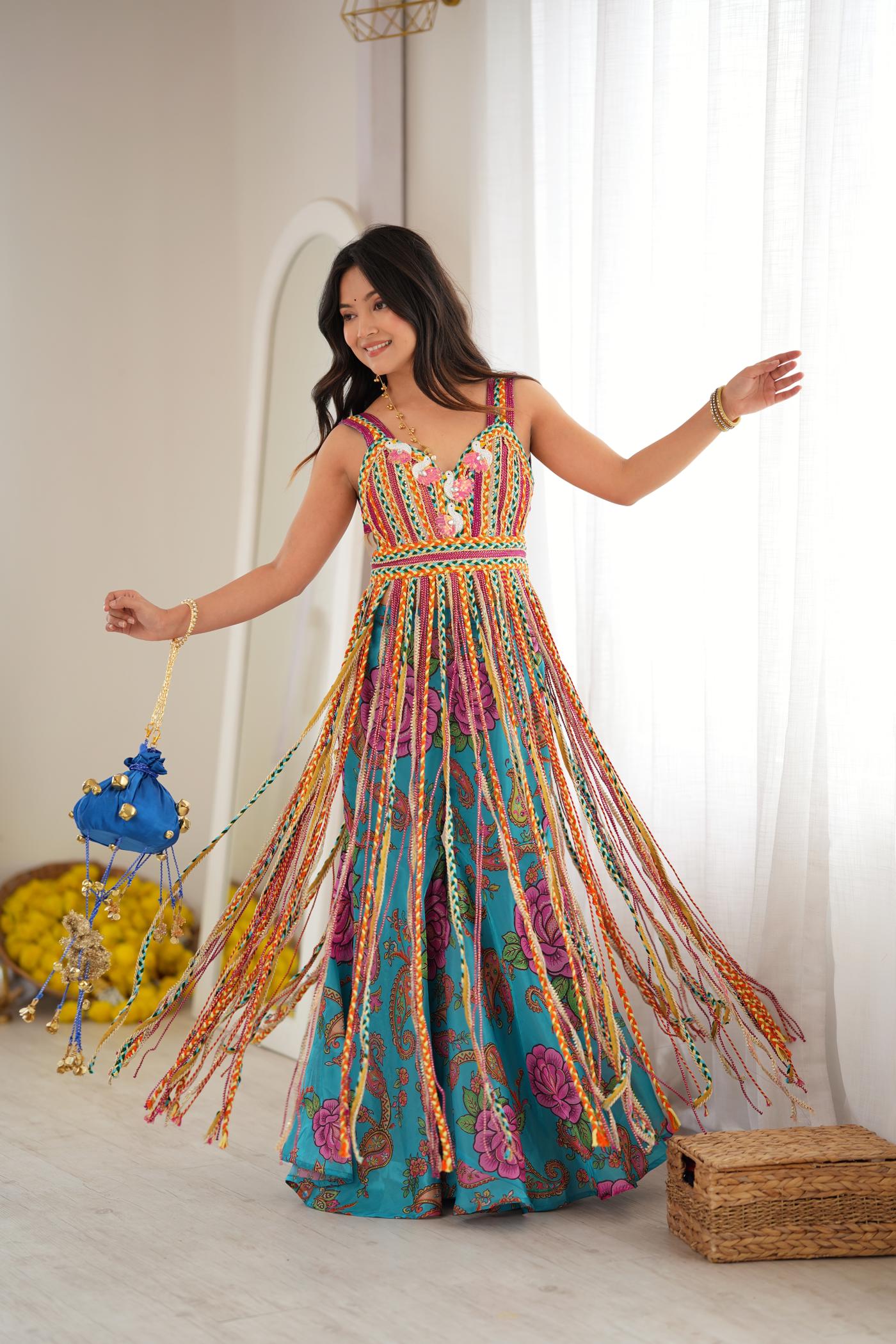 NeelPushp Tassel Sharara Set