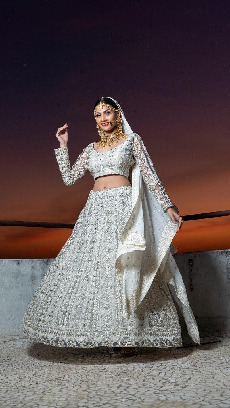 Gray Lucknowi Lehenga - Kzari - The Design Studio