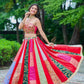 Red Scarlett Corset Mirror Blouse With Multi Lehanga